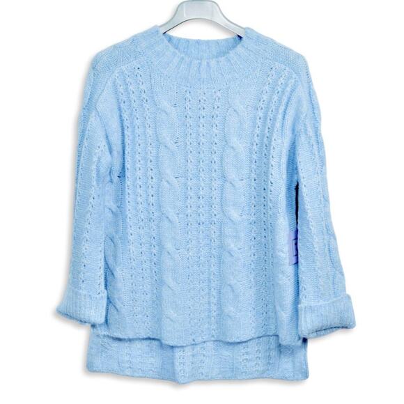 New! Michelle Nicole Cozy Soft Cable Knit Hi-Low Hem Side Slits Tunic Sweater - Picture 3 of 8